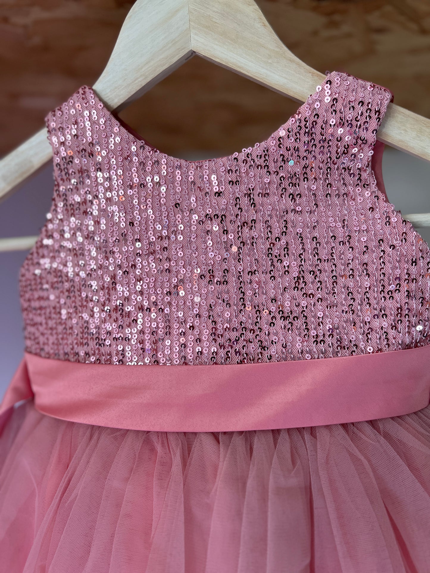 Girls sequin dress - Dusty Pink